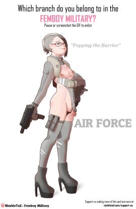 all_male animated ass barely_clothed boots casual chastity_cage chastity_device clothing english_text femboy femboy_military firearm flat_chest gif girly gun handgun high_heel_boots high_heels human male male_only military nimbletail pale_skin partially_clothed penis petite platform_boots platform_heels rifle round_ass see-through_clothing shotgun sissy slim_waist small_penis solo_focus stockings tactical_nudity text thick_thighs tight_clothing tights torn_clothes trap weapon