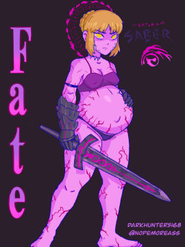 1girls 2022 angra_mainyu_(fate) artoria_pendragon barefoot belly belly_button belly_expansion blonde_female blonde_hair bra breasts corrupted corruption dark_persona darkhunter5168 english_text fate/grand_order fate/stay_night fate_(series) female female_only gloves halo hand_on_belly nopemoreass panties possessed possession pregnant pregnant_female purple_body purple_skin saber saber_alter small_breasts solo sword vein yellow_eyes