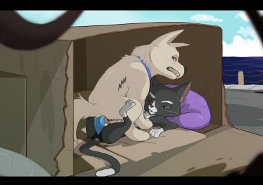 anal anal_sex anus black_body black_fur blush bolt_(bolt) bolt_(film) box canid canine canis cardboard cardboard_box clenched_teeth container cowgirl_position dildo disney domestic_cat domestic_dog dominant dominant_feral duo felid feline felis female female_penetrating female_penetrating_male feral feral_on_feral feral_penetrated feral_penetrating feral_penetrating_feral from_front_position fur hi_res looking_back looking_pleasured male male/female male_penetrated mammal mittens_(bolt) object_in_ass on_bottom on_top paws pegging penetration riding sex sex_toy sex_toy_in_ass sex_toy_insertion sex_toy_penetration strap-on strapon submissive submissive_male teeth toying_partner white_body white_fur wugi