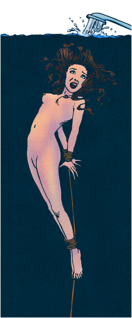 1girls asphyxiation bondage breasts brown_hair drowning eyes_rolling_back female helpless imminent_death naked naked_female nipples nude nude_female peril solo suffocation tagme tied_up underwater wandermaske water