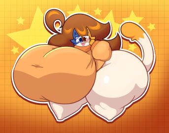 ass big_breasts breasts brown_hair calico_cat cat_tail dewbber female female_only furry furry_only glasses huge_breasts huge_thighs hyper_breasts large_breasts long_hair multicolored_fur orange_sweater short_stack shortstack sweater tail thick_thighs wide_hips
