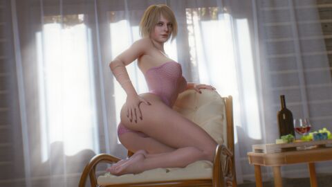 2xp_studios 3d 3d_model armband ashley_graham ashley_graham_(ella_freya) ass barefoot blonde_hair breakfast chair curtains cute_face dinner feet female fishnet_leotard fishnets full_color grapes hand_on_ass hand_on_butt highres jewelry kneeling kneeling_on_chair leotard lingerie lingerie_only living_room long_fingernails looking_at_viewer nipples_visible_through_clothing no_penetration painted_nails pizz3d posing posing_for_the_viewer pussy pussy_visible_through_clothes resident_evil resident_evil_4 rings see-through short_hair solo solo_female sunlight sunshine teasing wine wine_glass young_female younger_female