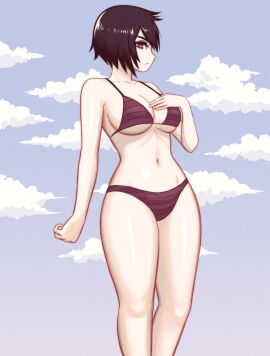 ass big_ass big_breasts big_butt big_thighs big_titties bikini black_and_white black_hair breasts clothing curvaceous curvaceous_female curvaceous_figure curvy curvy_figure curvy_hips female female_focus female_only monochrome original original_character short_hair vyor