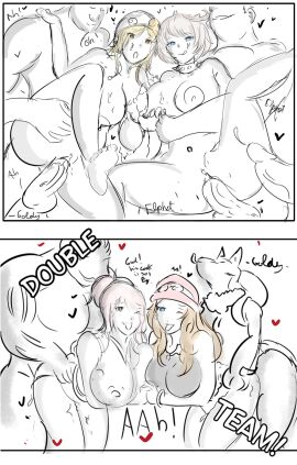 4girls alternate_breast_size big_breasts blonde_hair breast_grab breast_hold breasts collar cum cum_in_pussy cum_inside cum_on_breasts cum_on_face elphelt_valentine fan female from_behind g-nsfw gangbang guilty_gear guilty_gear_strive happy happy_sex heart huge_breasts large_breasts licking_lips male multiple_females multiple_girls nipples nude nude_female open_mouth original original_character pokemon pokephilia prostitution red_hair ryn_(g-nsfw) serena_(g-nsfw) serena_(pokemon) sex smile straight tongue tongue_out vaginal_penetration