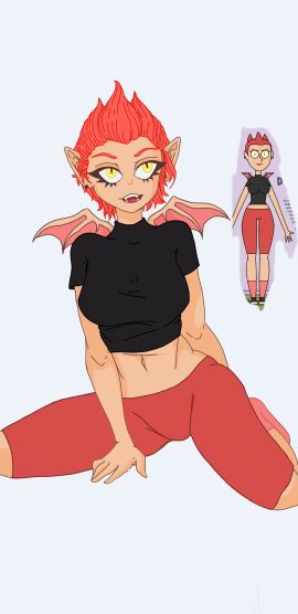 big_breasts breasts dragon draka_(take_my_muffin) female red_hair thick_thighs