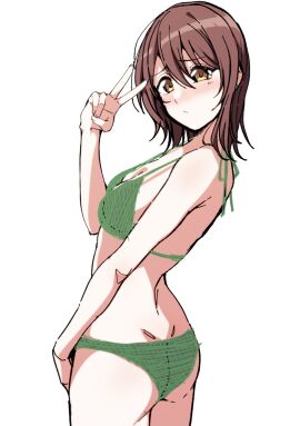 1girls 75ryrnyp9rtngjo ass ass_cleavage ass_crack back back-tie_bikini bare_arms bare_belly bare_chest bare_hands bare_hips bare_legs bare_midriff bare_navel bare_shoulders bare_skin bare_thighs bikini bikini_bottom bikini_only bikini_top blush blush_face blushed_face blushing_at_viewer blushing_face blushing_female breasts brown-eyed_female brown-haired_female brown_eyebrows brown_eyes brown_hair butt_crack cleavage dot_nose elbows embarrassed embarrassed_exposed_female embarrassed_expression embarrassed_female exposed exposed_arms exposed_belly exposed_legs exposed_midriff exposed_shoulders exposed_thighs eyebrows_visible_through_hair female female_only fingernails fingers green_bikini green_bikini_bottom green_bikini_top green_string_bikini green_swimsuit green_swimwear hair_between_eyes hand_on_leg hand_on_own_leg hand_on_own_thigh hand_on_thigh head_tilt high_resolution highres idolmaster idolmaster_shiny_colors lean_figure legs light-skinned_female light_skin looking_at_viewer looking_sideways looking_to_the_side medium_hair narrow_waist oosaki_tenka peace_sign petite petite_body petite_breasts petite_female petite_tits shoulders sideboob sign simple_background slender_body slender_waist slim_female slim_waist small_breasts solo standing string_bikini swimsuit swimwear the_idolm@ster the_idolm@ster:_shiny_colors the_idolm@ster_shiny_colors thick_thighs thighs thin_waist tilted_head upper_body v v_sign white_background