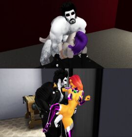 1boy 2girls 3d dc dc_comics female huge_cock lobo_(dc) male missionary_position multiple_females multiple_girls penis pof3445 raven_(dc) sex standing_on_one_leg standing_sex starfire teen_titans the_sims the_sims_4