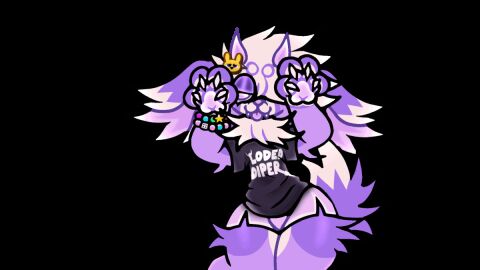 animated animation_meme_community arklos_(toffgru) big_thighs blonde_hair caramelldansen claws dancing femboy fennec furry horns kiarahell_(artist) male oc paws purple_fur toffgru toffgru_(artist) tongue tongue_out