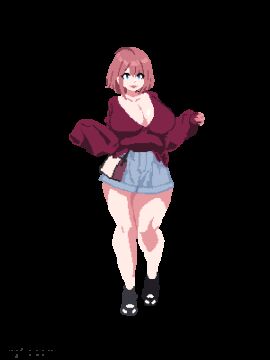 animated ass_expansion belly_expansion breast_expansion hazel_(indulgences) indulgences pixel_art tight_clothing