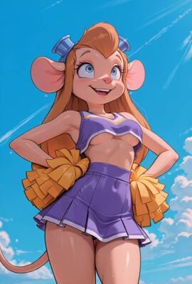 ai_animation ai_generated animated cheerleader cheerleader_uniform chip_'n_dale_rescue_rangers dancing female furry gadget_hackwrench mouse navel pom_poms tagme underboob upskirt video wet