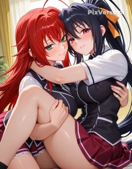 2girls ai_generated akeno_himejima girl_on_girl high_school_dxd lesbian_couple lesbian_focus lesbian_kiss lesbian_sex rias_gremory rias_x_akeno tagme video yuri