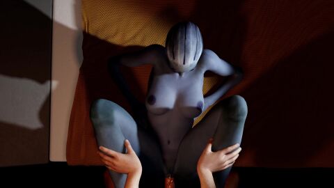 alien alien_girl alien_humanoid blue_eyes blue_skin freckles interspecies liara_t'soni looking_at_viewer mass_effect missionary missionary_position pov pov_eye_contact tagme video virtamate