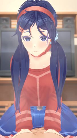 1boy 3d animated blue_eyes blue_hair blush bouncing_breasts breasts choker clothed_female_nude_male cowgirl_position crazy_mita_(miside) evil_grin evil_smile fangs female grin hair_ornament hairband hairclip highres lazyprocrastinator long_hair looping_animation low_twintails miniskirt miside mita_(miside) nude parallel_hairclips partially_shaded_face pleated_skirt red_choker red_hairband sex skirt smile socks straddling straight tagme thighhighs twintails uncensored video yandere