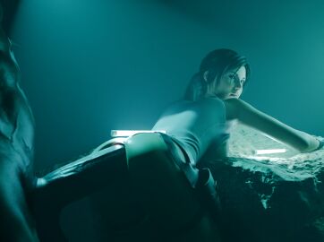 1boy 1girls 3d anal anal_sex anus ass assuming_position bent_over big_penis bottomless breasts busty cavern crotchless crotchless_chaps dark-skinned_male dark_skin dustyboyo female female_focus holster hourglass_figure huge_cock huge_penetration lara_croft lara_croft_(survivor) large_penis leotard leotard_aside light-skinned_female light_skin long_penis looking_back male no_pants partial_male penis round_ass strobe_lights thigh_holster thong_leotard tight_fit tomb_raider tomb_raider_(survivor) veiny_penis wide_hips