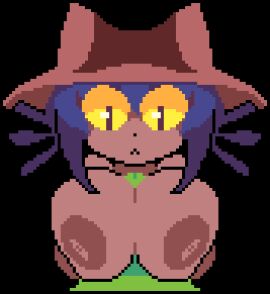 1boy 1girls 2d ambiguous_gender animated big_breasts black_background boobjob breasts cat_girl catgirl dark-skinned_female dark_skin erect_penis erection female hat looking_at_penis looking_at_viewer loop male niko_(oneshot) nipples oneshot paizuri penis pixel_animation pixel_art purple_hair tagme tagme_(artist) titjob watermark yellow_eyes zitsunishi