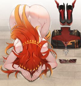 1girls 2024 after_rape ass ass_out bare_ass beaten big_ass bikesuit bodysuit bodysuit_aside breasts broken_eyewear broken_glasses chushou_jiang clothes_on_floor clothing_on_floor defeat defeated defeated_heroine dogeza eyewear eyewear_removed face_down_ass_up female female_only femsub floor floorboards from_above genshin_impact glasses_on_floor glasses_removed gold_trim heavenly_ass hoyoverse huge_ass humbled humiliation kneeling long_hair mavuika_(genshin_impact) mihoyo multicolored_hair naked_dogeza on_floor on_ground pov red_hair shoes shoes_removed solo streaked_hair sunglasses sweat top-down_bottom-up trembling wooden_floor zipper zipper_pull_tab