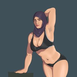 arab ass big_ass big_breasts black_bra black_underwear boyarrudin breasts busty chubby chubby_female fat_ass female hijab hijabi iran iranian persian_female solo solo_female solo_focus underwear