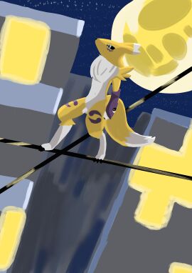 absurd_res arm_tuft armwear bandai_namco breasts canid canine chest_tuft clothing digimon digimon_(species) dipstick_ears dipstick_tail ear_markings elbow_gloves exhibitionism flaccid fluffy fluffy_chest fox garmore genitals gloves gynomorph handwear hi_res intersex leg_markings mammal markings multicolored_ears nude nude_anthro nude_gynomorph penis renamon shoulder_tuft small_breasts small_penis socks_(marking) solo tail tail_markings thick_thighs thigh_markings tuft