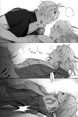 anal anal_sex blowjob gay greyscale honkai:_star_rail male monochrome mydei_(honkai:_star_rail) phainon_(honkai:_star_rail) yaoi