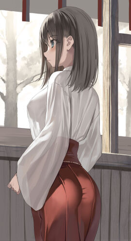 ass blue_eyes breasts female kureha_(ironika) original see-through_shirt tsubasa_(kureha)