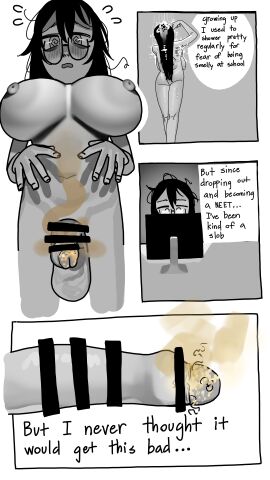 1futa 2024 @_@ areolae balls bar_censor big_breasts black_hair blush breasts censored chair_san comic dialogue english_text erection foreskin futa_only futanari glasses huge_cock human intersex more_at_source neet nipples nude partially_retracted_foreskin penis retracted_foreskin slob smegma smelly smelly_cock solo solo_futa spiral_eyes stink_fumes stray_pubic_hair swirly_eyes text top_heavy uncircumcised uncut