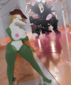 1boy 1girls 3d anthro ass before_sex big_ass big_breasts breasts cowboy_hat digital_circus female furry giant_penis glitch_productions gummigoo_(the_amazing_digital_circus) gummy_(food) hi_res horsecock kaufmo_(abstracted) male monster penis reptile rule_63 size_difference tanukichan the_amazing_digital_circus