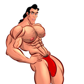 ass balls beauty_and_the_beast_(1991_film) big_ass big_balls big_penis blueboybara disney gaston gay male muscles muscular muscular_male penis solo solo_male yaoi
