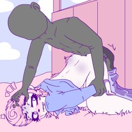 anal_sex blue_eyes boys_only domination/submission eyes_half_open floor_sex grass grass_type in male pink_hair sex sexy_pose submission_male tagme_(artist)