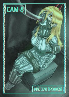 bdsm_gear bdsm_outfit blonde_hair bodysuit bondage bondage_chair bondage_gear bondage_outfit bound bound_arms bound_legs camera camera_pov camera_view chainsaw_man collar demon demon_girl demon_horns devil devil_horns distortion fear feeding_tube female female_focus female_only femsub gag gagged handles handles_on_shoulders heavy_breathing horns latex latex_bodysuit latex_clothing latex_suit long_hair looking_at_viewer mask masked_female metal metal_cuffs metal_restraint mr.bones22 onahole pale_skin posture_collar power_(chainsaw_man) predicament predicament_bondage prison_cell prison_clothes prisoner restrained restrained_arms ring_gag rubber rubber_clothing rubber_suit scared sleepsack stretching text tight_clothing tube tube_in_mouth unusual_anatomy unusual_eyes unusual_pupils yellow_eyes