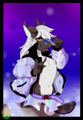 abstract_background balls belt big_penis black_body black_penis black_scales bottomwear clothed clothing crossdressing demfox19240 devil_horns_(gesture) draccy dragon duo eyewear female fuzzy_jacket genitals gesture glasses green_clothing green_shirt green_topwear hair hand_gesture heart_glasses hi_res horn human jacket jewelry leggings legwear looking_at_viewer male mammal multicolored_body multicolored_scales mythological_creature mythological_scalie mythology navel necklace nipples one_eye_closed open_clothing open_jacket open_topwear penis pockets red_hair scales scalie shirt skirt smile text topwear two-tone_body two-tone_scales url vein veiny_penis wearing_glasses white_balls white_body white_inner_ear white_scales wink yellow_eyes