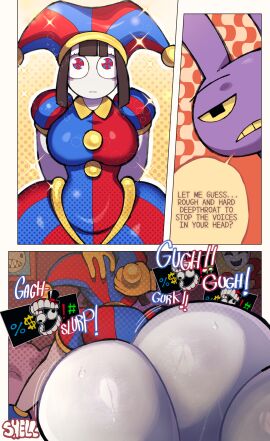 1boy 1boy1girl 1girls ass big_ass bubble_(the_amazing_digital_circus) dialogue female furry gangle_(the_amazing_digital_circus) glitch_productions huge_ass jax_(the_amazing_digital_circus) male pomni_(the_amazing_digital_circus) purple_body purple_fur sex speech_bubble sweat sweaty_ass tagme the_amazing_digital_circus theodyss