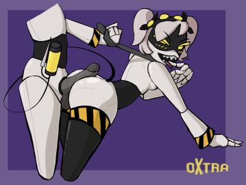 5_fingers about_to_pound_the_fuck_outta_em accessory android anthro ass balls big_ass big_butt black_clothing black_legwear black_stockings black_tail blush blush_lines breasts clothed clothing clothing_pull disassembly_drone duo eyebrows faceless_character faceless_male female finger_on_tongue fingers genitals glitch_productions hair hair_accessory hair_tie hairband hazard_stripes hot_dogging humanoid imminent_sex j_(murder_drones) legwear looking_at_viewer looking_back machine male male/female murder_drones n_(murder_drones) necktie necktie_pull nude open_mouth oxtra pantsless penis purple_background ribbons robot sex sharp_teeth simple_background small_breasts smile stockings syringe tail teeth thick_thighs thigh_highs tongue tongue_out topless twintails white_body yellow_and_black yellow_eyes