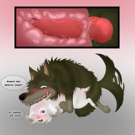 anal anal_sex blush bovid canid canine canis caprine doggy_style duo feral feral_on_feral gabu gay goat internal knot male male/male mei_(one_stormy_night) one_stormy_night penis tail_motion tailwag uivonocturno wolf