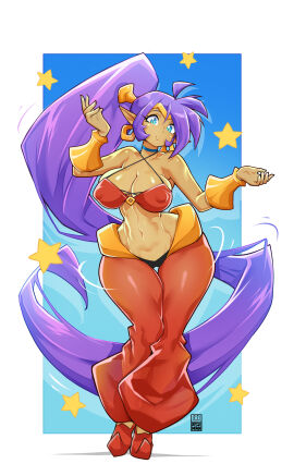 1girls ass bayeuxman big_ass big_breasts breasts butt_pose dancer_outfit dark-skinned_female dark_skin earrings female female_only jpeg muscular pointy_ears ponytail posing_for_the_viewer shantae shantae_(character) skimpy_clothes solo tease wayforward