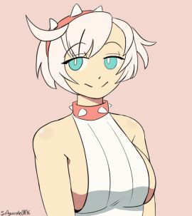 animated big_breasts blue_eyes breasts elphelt_valentine female guilty_gear guilty_gear_strive smiling smiling_at_viewer sr.aguacate white_hair white_skin