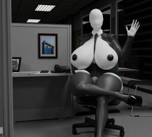 ass blender blender_(software) blender_cycles breasts breasts_out creepypasta faceless faceless_character faceless_female female heels horror huge_ass huge_breasts jelliqui legs_crossed monster monster_girl office office_lady open_clothes open_shirt rule_63 scary sitting sitting_on_chair slenderman slenderwoman solo stockings suit suit_and_tie tagme tie video_game_character