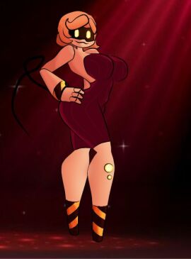 1girls 2d cocktail_dress female female_only honklion humanoid murder_drones red_dress robot robot_girl robot_humanoid screen_face solo tagme v_(murder_drones) white_hair