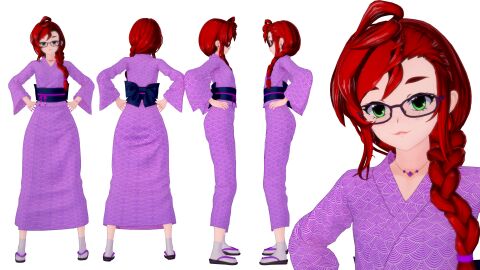 character_sheet glasses killycibo koikatsu miyamoto_yuuki red_hair tagme yukata