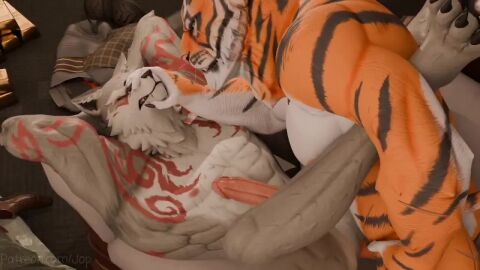 16:9 3d_(artwork) 3d_animation anal anal_sex animated anthro barazoku black_nose black_stripes canid canine canis closed_eyes clothing clothing_aside digital_media_(artwork) duo epic_games felid fletcher_kane fortnite from_front_position fur genitals grey_body grey_fur hands_behind_head humanoid_genitalia humanoid_penis jop looking_at_another looking_pleasured male male/male mammal markings moan mouth_hold nude one_eye_closed orange_body orange_fur oscar_(fortnite) painting pantherine penetration penis pink_penis red_markings sex sound sound_warning stripes tagme tiger video white_body white_fur widescreen wink wolf