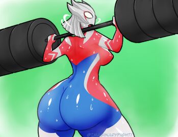 alien alien_girl alien_humanoid ass female large_ass original original_character ultraman_(franchise) weightlifting
