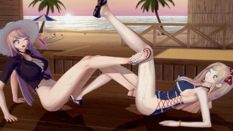 3d beach catfight danganronpa danganronpa:_trigger_happy_havoc danganronpa_1 danganronpa_2:_goodbye_despair female footjob junko_enoshima koikatsu leon_(artist) pussy rubbing_pussy sexfight sonia_nevermind super_danganronpa_2 swimsuit wet_pussy yuri