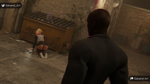 1boy 1girls 3d ass big_ass curvaceous curvy curvy_figure dark-skinned_male dark_skin eskandart female footwear fully_clothed gwen_stacy gwen_stacy_(spider-verse) hips hourglass_figure interracial legs light-skinned_female light_skin male marvel marvel_comics no_penetration slim_waist spider-gwen spider-man:_across_the_spider-verse spider-man:_into_the_spider-verse spider-man_(series) thick thick_legs thick_thighs thighs top_heavy voluptuous waist wide_hips