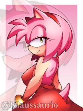 amy_rose anthro erect_nipples erect_nipples_under_clothes female female_anthro furry_female hedgehog_girl klaussaurio nipples nipples_visible_through_clothing red_dress sega sonic_(series) sonic_the_hedgehog_(series) tagme twitter twitter_username