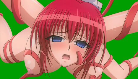 animated blue_eyes blush bondage bound breast_sucking breasts female inyouchuu inyouchuu_shoku large_breasts nipples open_mouth red_hair restrained shiratori_mikoto spread_legs suspension tagme tentacle tentacle_sex transparent_background video