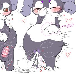 2025 anthro balls blush bodily_fluids bovid brown_eyes caprine closed_eyes container covering covering_face cum cumshot cup cutlery digital_media_(artwork) duo ejaculation erection female femboy gay gay_male generation_8_pokemon genital_fluids genitals heart_pupils hi_res homosexual homosexual_male indeedee kitchen_utensils male male_penetrated mammal masturbation nintendo object_in_pussy penis pokemon pokemon_(species) pussy sakaniyame scribble_censor simple_background solo_male spoon tapering_penis tea_cup tears telekinesis telekinetic_masturbation tools vaginal_fluids vaginal_squirting white_background