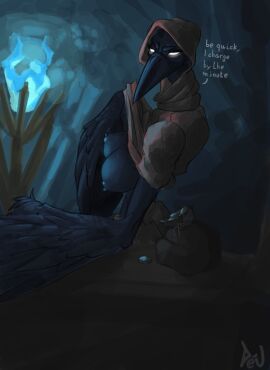 1girls 2023 absurd_res anthro artist_name avian bag beak biped bird black_beak black_body black_breasts black_feathers black_nipples blue_fire breasts brown_hood colored colored_fire corvid corvus_(genus) crow deu dialogue digital_drawing_(artwork) digital_media_(artwork) eyelashes feathered_arms feathered_wings feathers female fire hi_res hood looking_at_viewer lunacid_(video_game) nipples offering_sex oscine passerine sheryl_the_crow showing_chest signature solo talking_to_viewer text white_eyes white_text wings