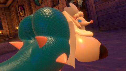 3d anthro ass breasts female furry huge_ass huge_breasts laying_down laying_on_stomach looking_back lying lying_down pokemon pokemon_(species) primarina sloppydragons tagme vrchat