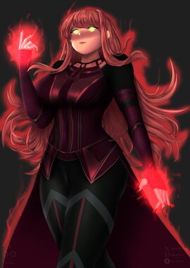 1girls avengers big_breasts breasts cosplay crossover doki_doki_literature_club female female_only genkun green_eyes halloween halloween_costume long_hair marvel marvel_comics monika_(doki_doki_literature_club) mutant_(marvel) red_hair scarlet_witch scarlet_witch_(cosplay) scarlet_witch_(marvel_cinematic_universe) sfw solo solo_female source_request wanda_maximoff