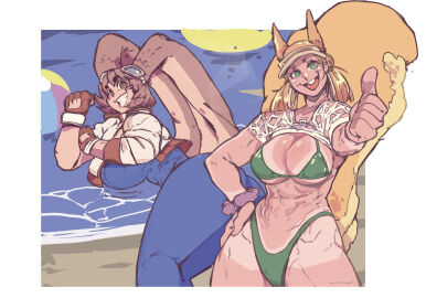 2d 7_passes beach beach_ball bikini bikini_bottom bikini_top clothed female fully_clothed hoop_earrings hoop_earrings_oversized makihara_arina marvel marvel_comics marvel_rivals squirrel_girl_(marvel) squirrel_girl_(marvel_rivals) squirrel_girl_(sunshine_squirrel) tagme tan waku_waku_7