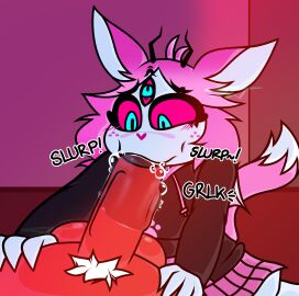 1boy 1girls absurd_res anthro ass breasts deer duo emberlynn_pinkle emberlynn_pinkle_(demon_form) fellatio female furry helluva_boss hi_res imp male male/female mammal mishyad nerd oral penile penis pubes sloppy sloppy_blowjob text thick_thighs